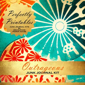 Outrageous Junk Journal Kit: printable DIGITAL PAPERS & journal templates for download, collage, decoupage and papercraft/ beautiful designs