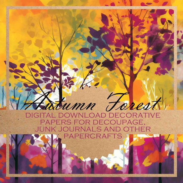 Autumn Forest: decoupage paper 12x designs/ DIGITAL PAPERS for all kinds of paper crafts, journals and much more/printable