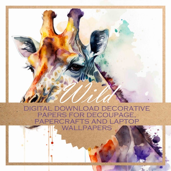 Wild: animal decoupage download DIGITAL PAPERS x30, for all kinds of paper crafts and digital backgrounds, printable decorative papers