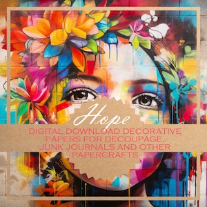 Speranza: carta per decoupage 12x disegni/CARTE DIGITALI per tutti i tipi di artigianato di carta, diari/bellissimi bambini stampabili in stile street-art