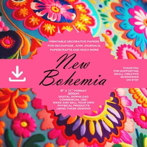 Nueva Bohemia: papeles decoupage de 8"x11"/ DESCARGAS DIGITALES para todo tipo de manualidades en papel, diarios basura y más/hermosas imágenes boho imprimibles