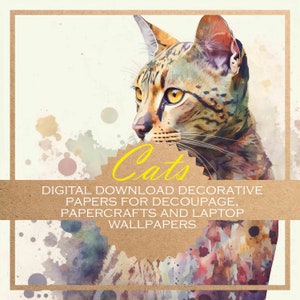 Gatos: descargar decoupage PAPELES DIGITALES x30, para todo tipo de manualidades en papel y fondos digitales, decoupage imprimibles, papeles decorativos
