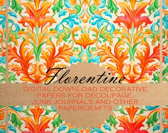 Florentine: decoupage paper inspired by Renaissance decorative design/DIGITAL PAPERS for download/ 20 printable images for papercrafts