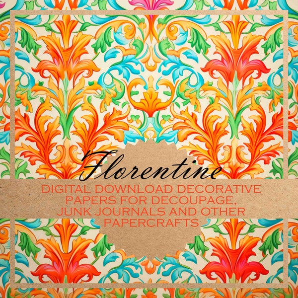 Florentine: decoupage paper inspired by Renaissance decorative design/DIGITAL PAPERS for download/ 20 printable images for papercrafts