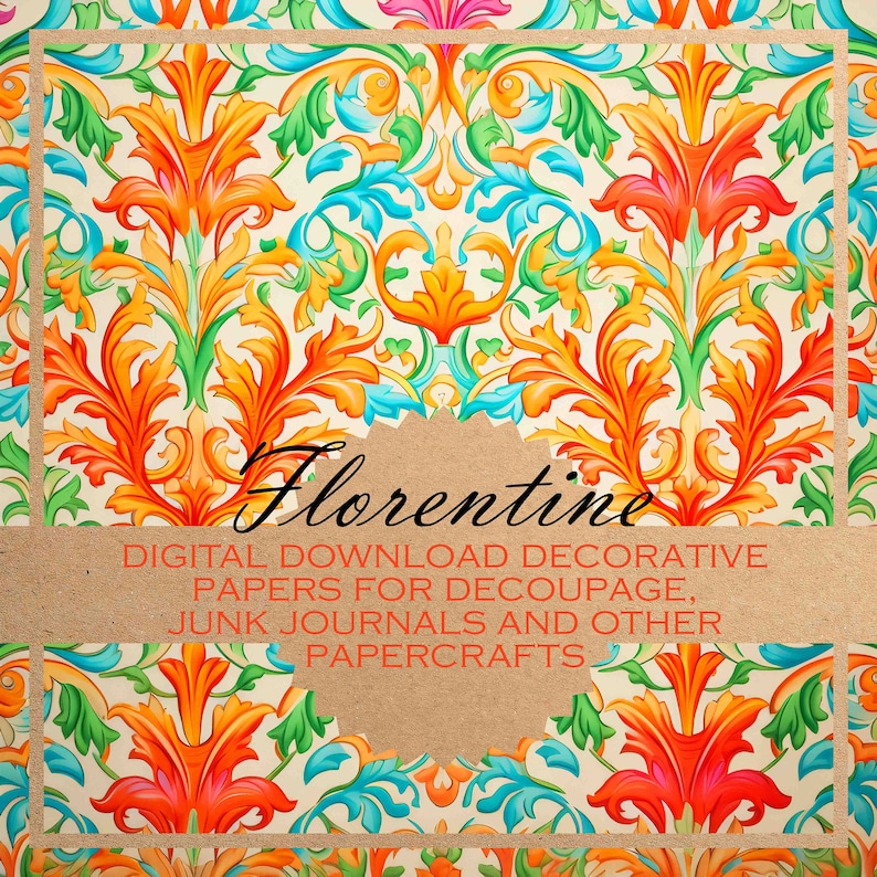 Florentine: decoupage paper inspired by Renaissance decorative design/DIGITAL PAPERS for download/ 20 printable images for papercrafts image 1