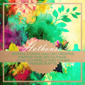 Hothouse: carta decoupage/CARTE DIGITALI per il download, creazione di carte, diari e altro / 15 bellissime immagini stampabili 12x12 per papercraft