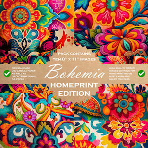 Bohemia printable decoupage papers: Home Print DIGITAL PAPERS / papercraft, card-making, journals & more / 8x11 format printable papers
