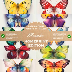 Morpho - farfalle decoupage stampabili, Home Print CARTE DIGITALI /papercraft, creazione di cartoline, diari e altro /bellissimi documenti in formato 8x11