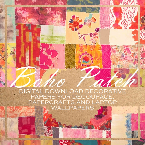 Boho Patch: scarica decoupage DIGITAL PAPERS adatti a tutti i tipi di creazioni con la carta e sfondi digitali (più 6 documenti bonus)