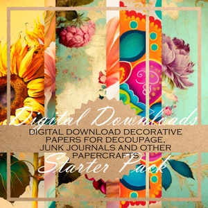 Digitale downloads Starter Pack: 10 afdrukbare decoupagepapierontwerpen / maak opnieuw verbinding met uw printer en begin een fantastische nieuwe hobby