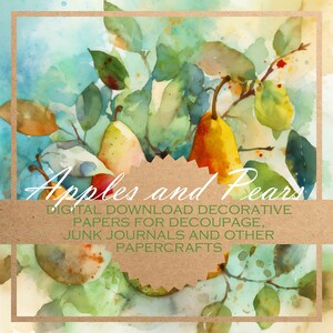 Pommes et poires : papier de découpage/PAPIERS NUMÉRIQUES pour téléchargement, fabrication de cartes, journaux et plus / 20 belles images imprimables pour papercraft
