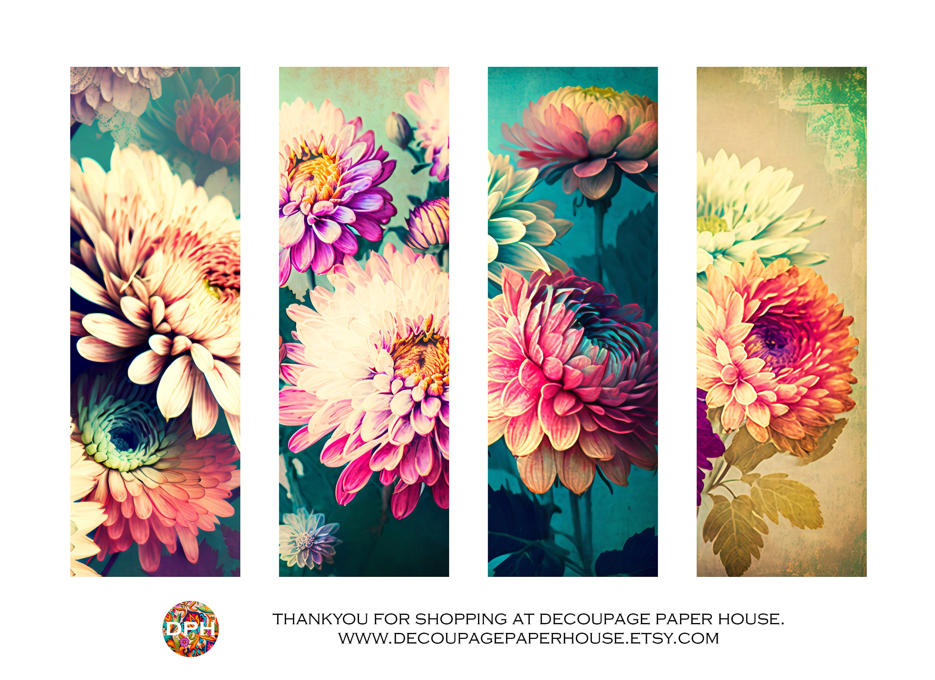 Chrysanthemums Printable Digital Bookmarks Just Download Etsy