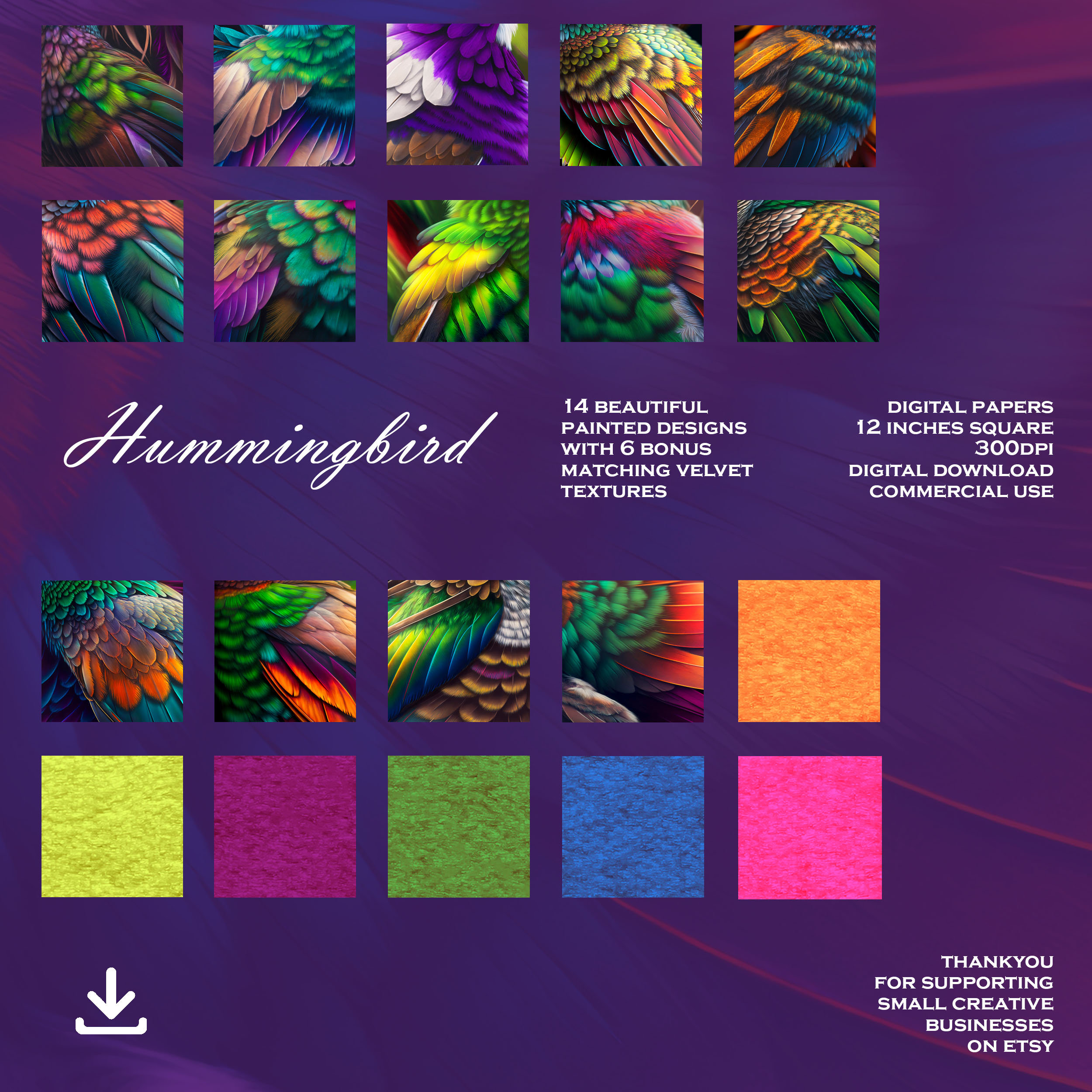 Hummingbird Decoupage Download DIGITAL PAPERS Suitable for All Kinds