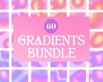 Paquete de 60 fondos con degradados estéticos en rosa, morado, naranja y azul. Paquete de degradados digitales. Paquete de historias y publicaciones de Instagram.