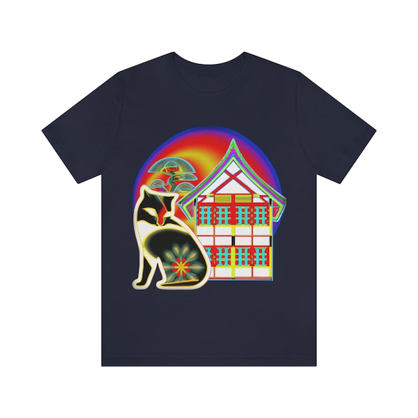 Ukiyo-e Psychedelic Cat with Magic Mushroom Shirt for Men Women Retro Cool Cat Shirt Unusual Graphic Tee Original