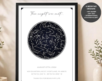 The Night We Met Star Map Poster, Personalized Anniversary Gift for Couples, Wedding Gifts