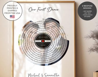 Personalized Anniversary Song Lyrics Poster, Custom Couple Photo Gift, Our Song Wall Art
