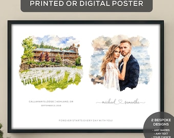Our First Date Venue Portrait, Custom Couple Location Poster, Personalized Anniversary Gift, Wedding Keepsake