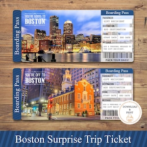 Bearbeitbar BOSTON Surprise Trip Geschenkkarte. Bordkarte. Fahrtkarte. Urlaubsticket. Sofort Download. Bearbeitbare PDF-Datei. BOSTON Karte.