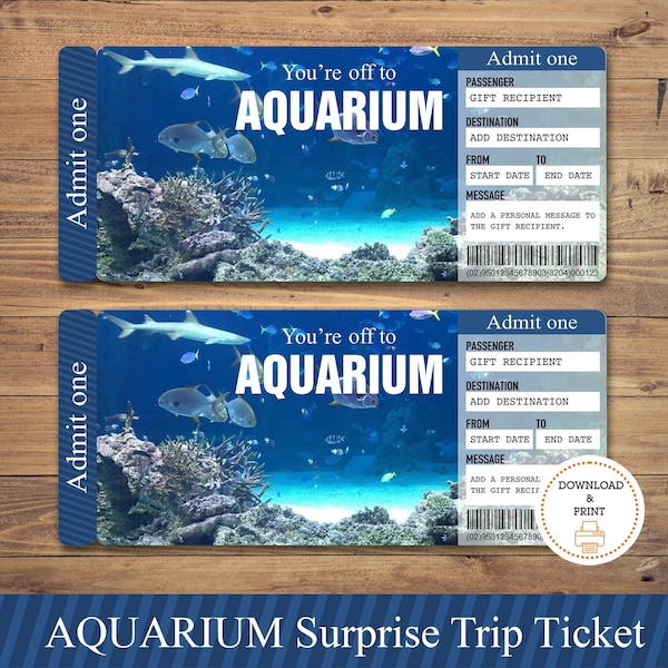 Druckbare Aquarium Überraschungskarte, Aquarium Überraschungsreise druckbare Vorlage Geschenkkarte, bearbeitbares Sofort-Download-Geschenk, Weihnachtsgeschenk.