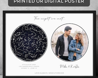 Personalized Star Map Print, Anniversary Gift, Night Sky Poster, Valentines Day Gifts