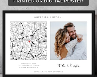 Personalized Where It All Began Poster, Anniversary Gifts, Engagement Gifts, Valentines Day