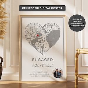 Regalo de compromiso personalizado, póster con impresiones de mapas de San Valentín, regalos personalizados para parejas, impresos o digitales