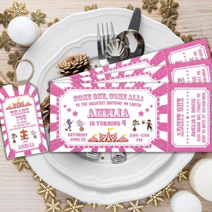 Carnival Ticket Birthday Invitation, Circus Party, Circus invitation | Editable Instant Download | Carnival Invitation | Carnival thank you.