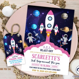 Convite de aniversário espacial, convite de aniversário de menina espacial, convite de aniversário espacial, convite de astronauta para foguete planetário, convite para festa espacial