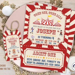 Karneval Ticket Geburtstagseinladung, Zirkusparty, Zirkuseinladung | Bearbeitbar Sofortiger Download | Karneval-Einladung | Fasching dankeschön.