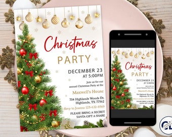 Christmas Party Invitation, Christmas Party Invite, Christmas Party Printable, Holiday Party Invitation, Christmas Invitation, Holly Berry