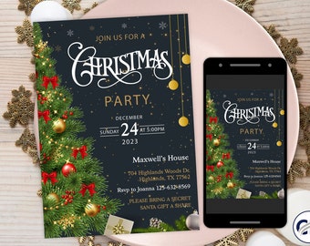 Christmas Party Invitation, Christmas Party Invite, Christmas Party Printable, Holiday Party Invitation, Christmas Invitation, Holly Berry