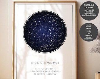 The Night We Met Anniversary Gift, Personalized Star Map Print, Valentines Day Gifts