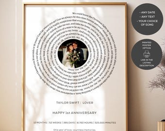 Personalized 1st Anniversary Poster, Custom Couple Gifts , First Anniversary Gift for Husband Wife