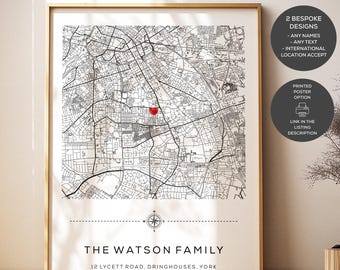 Personalised New Home Gift, First Home Gift for Couple, Moving Gifts, Family House Map