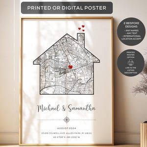 Gepersonaliseerd housewarmingcadeau, plattegrond van het nieuwe huis, cadeau voor een verhuizing, Valentijnsdag
