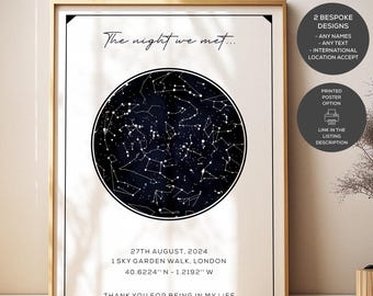 The Night We Met Anniversary Gift, Custom Star Map Print, Valentines Day Gifts