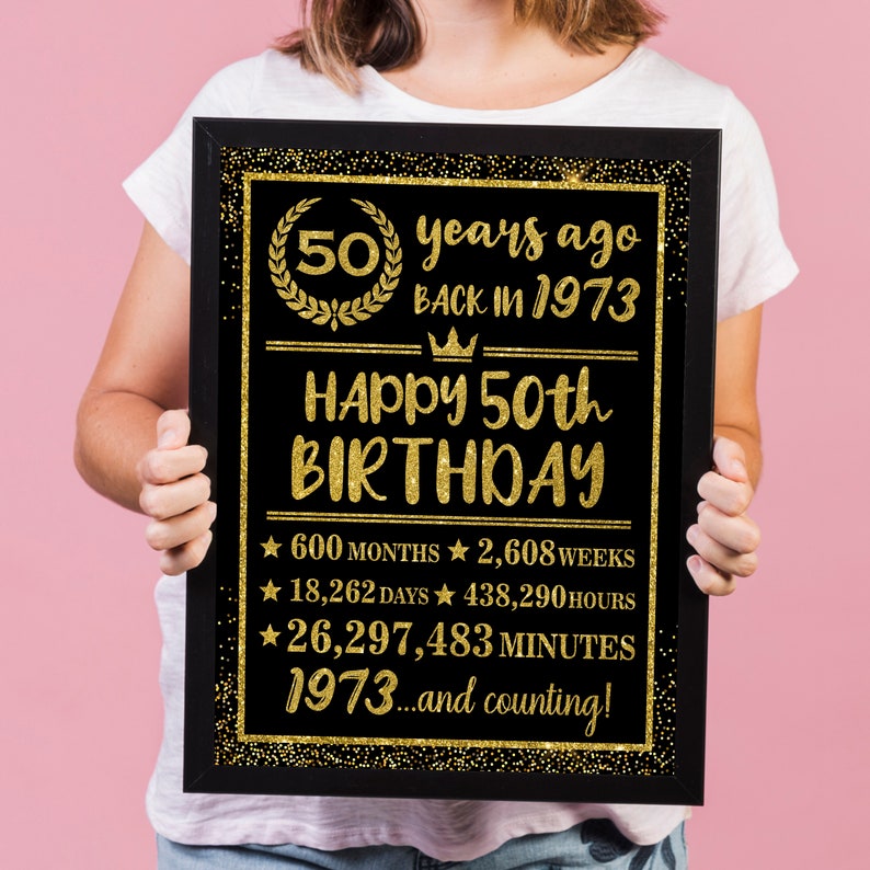 50th Birthday Party Print, 50th Party Decor, Table Decor, 50 Years ...