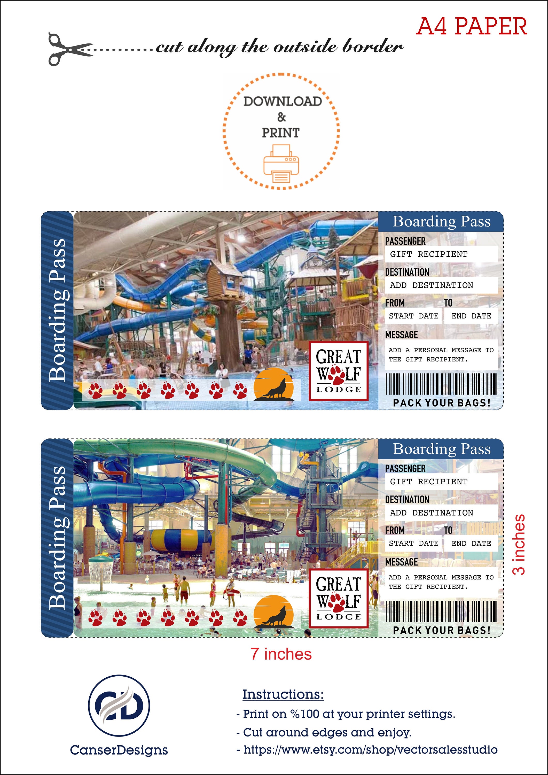 Great Wolf Lodge Surprise Trip Reveal Tickets, Printable Surprise Great