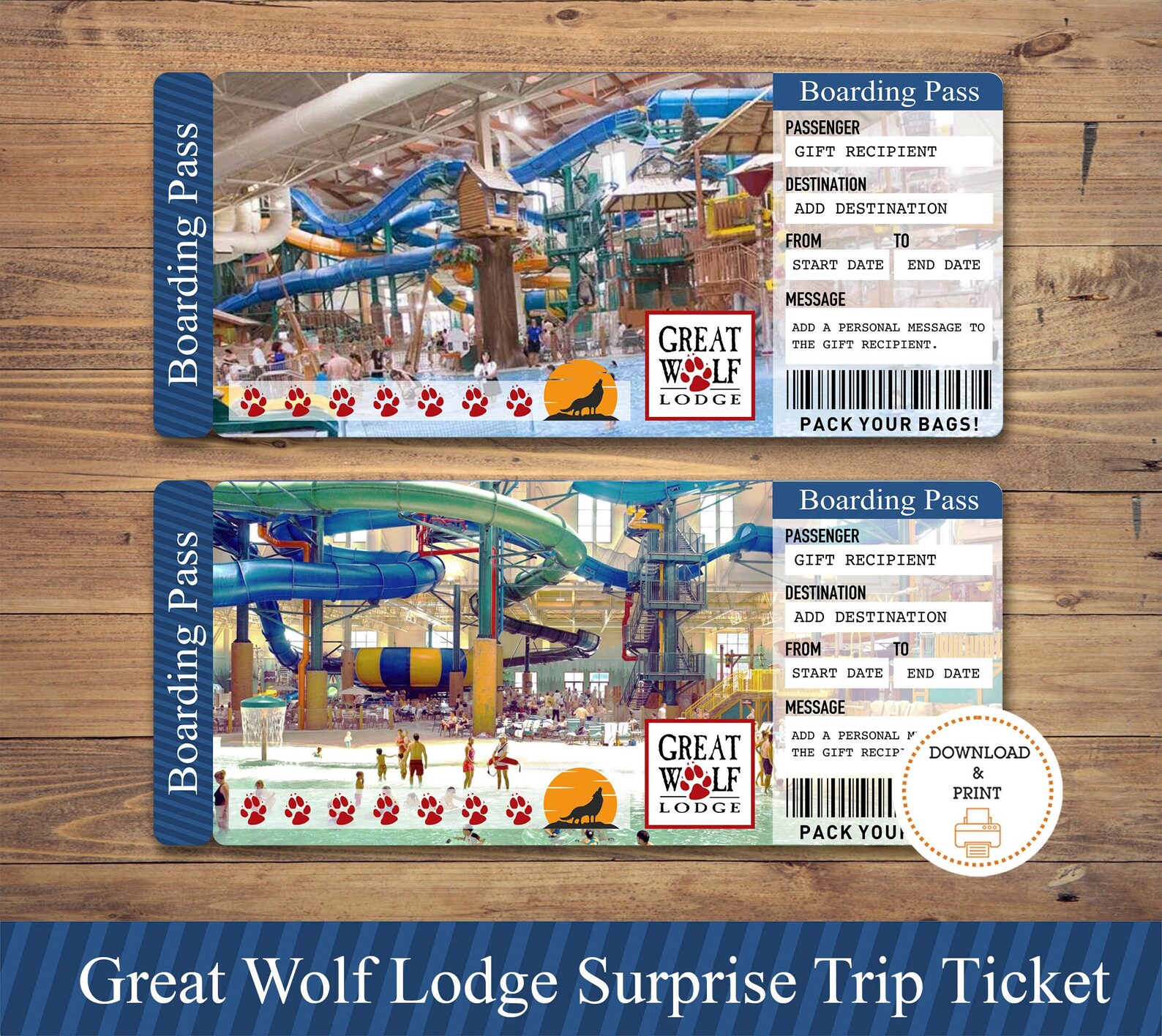 Great Wolf Lodge Surprise Trip Reveal Tickets, Printable Surprise Great ...