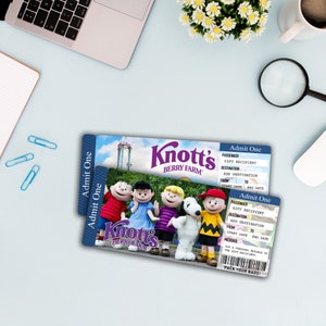 Printable KNOTTS BERRY FARM Surprise Trip Gift Ticket. Boarding Pass ...