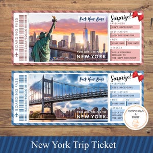 Digital New York Ticket, New York Boarding Pass, New York Trip Ticket, New York Vacation Ticket, NYC Vacation Ticket, NYC Printable Boarding