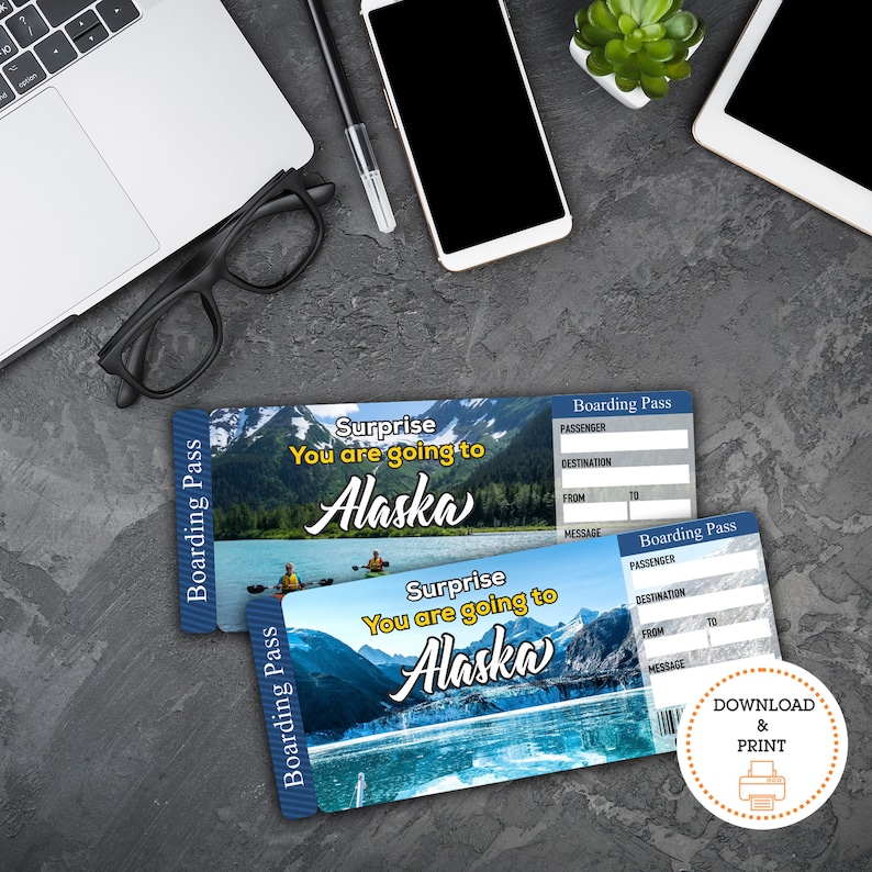 Surprise Alaska Trip Ticket Alaska Vacation Tickets Instant Download