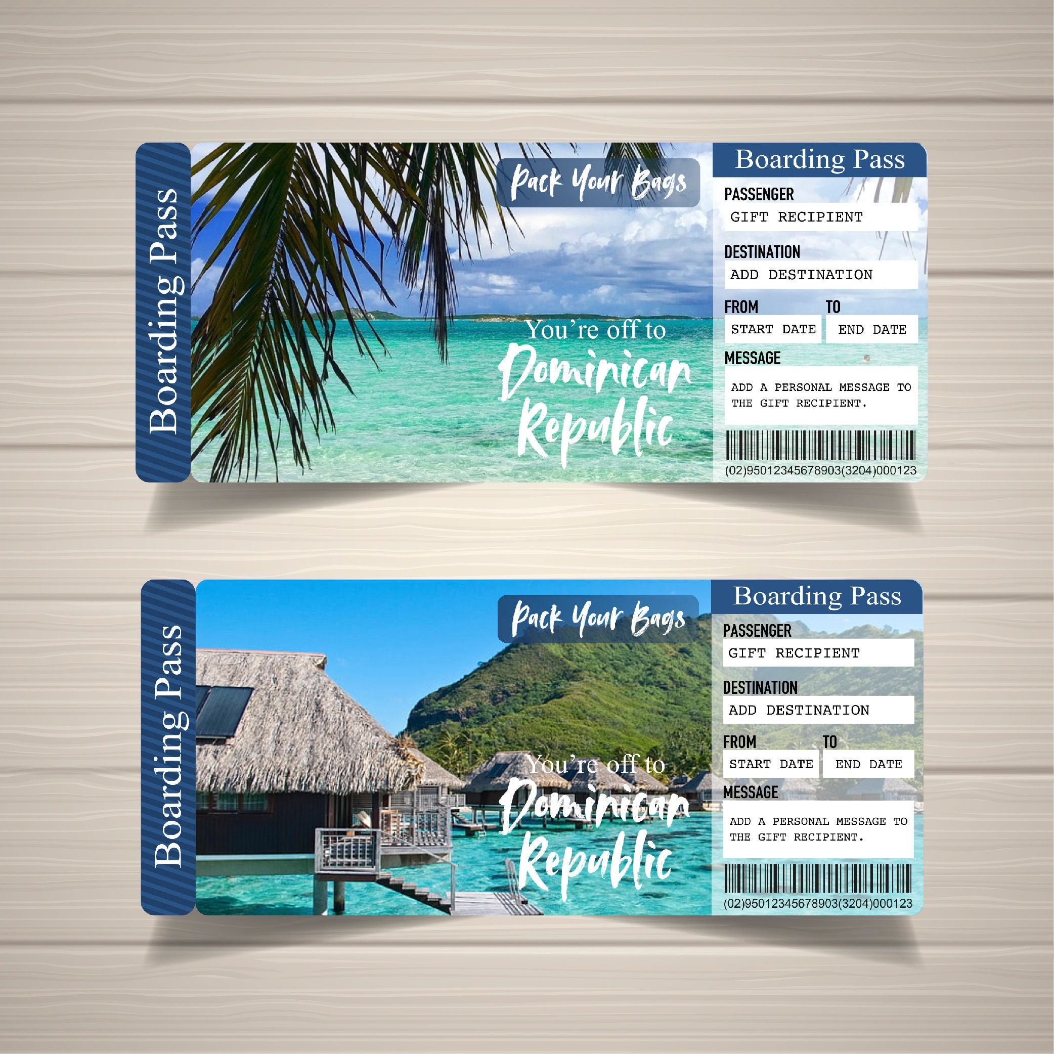 Editable DOMINICAN REPUBLIC Surprise Trip Gift Ticket. - Etsy
