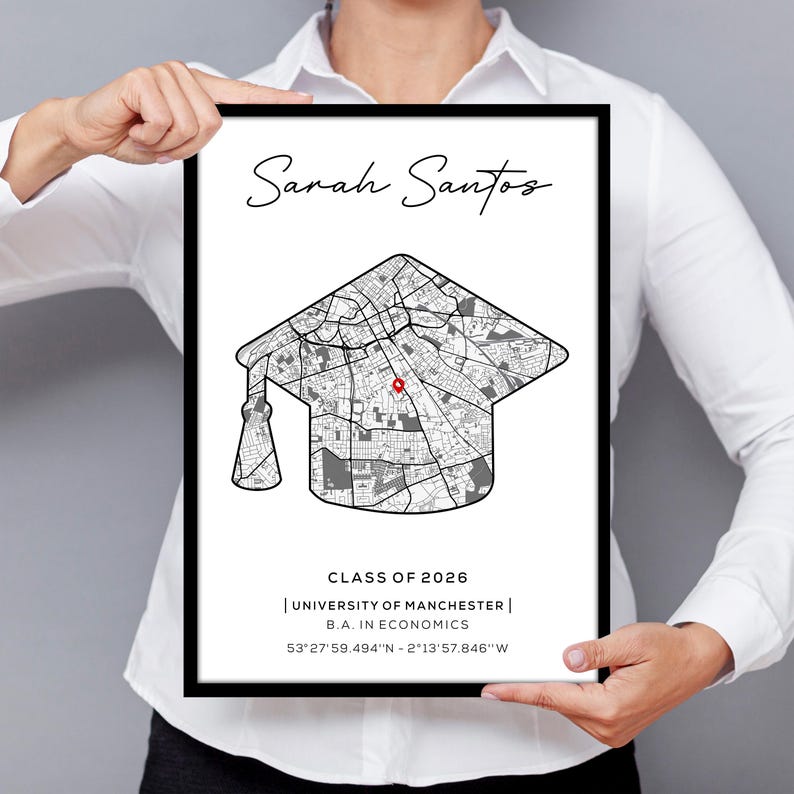 Personalized Graduation Map Poster, Graduation Gift, Custom Graduate ...