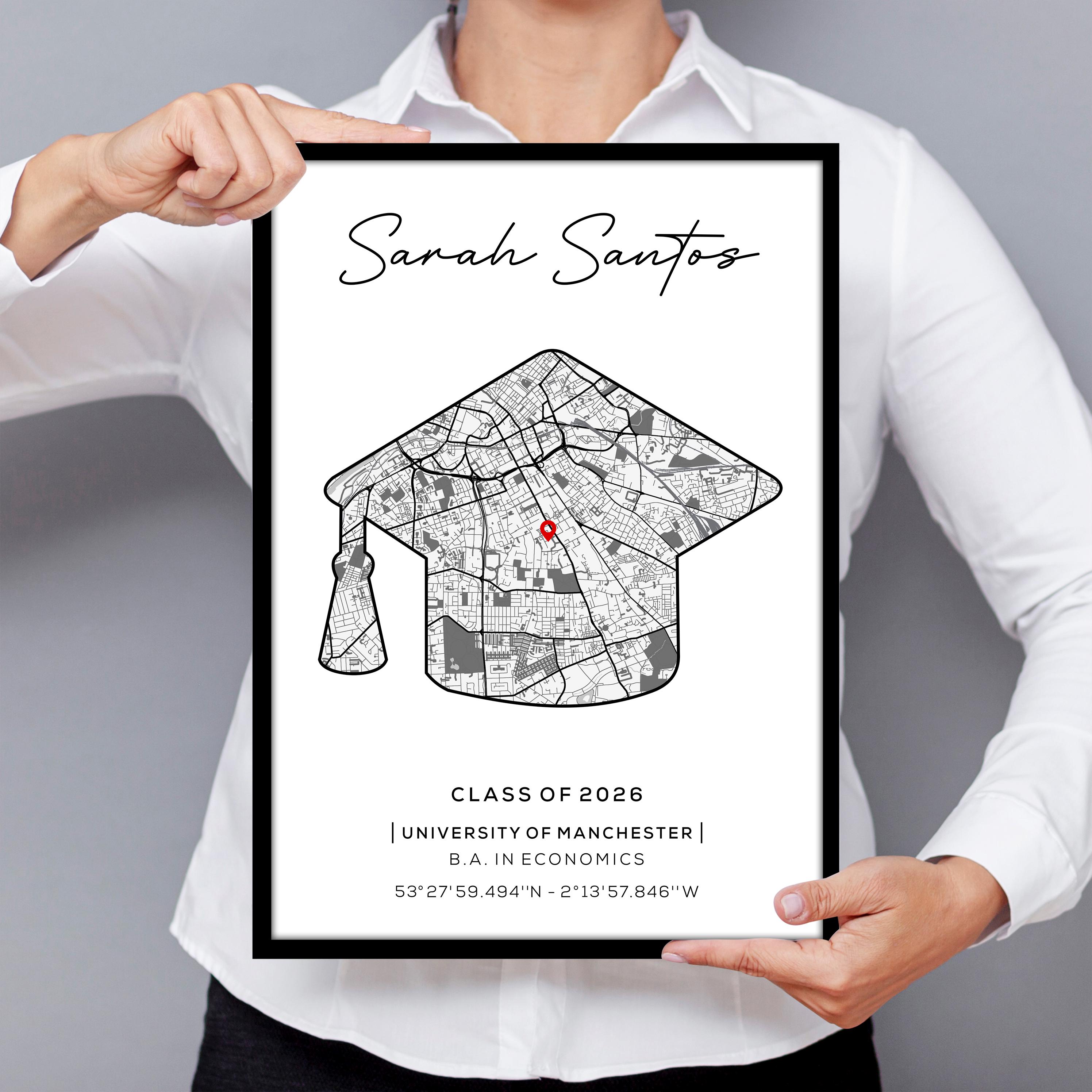 Personalized Graduation Map Poster, Graduation Gift, Custom Graduate ...