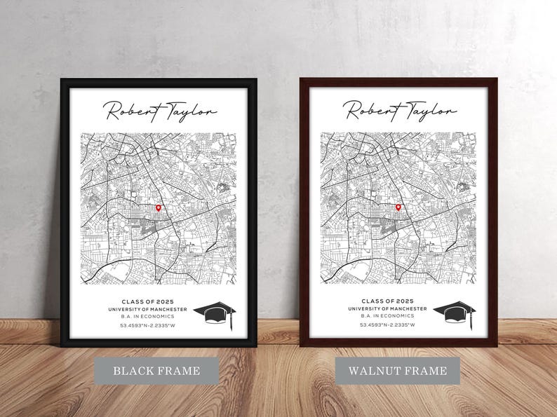 Personalized Graduation Map Print, Custom University Gift ...