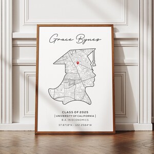 Personalized Graduation Map Poster, School Location Print, Custom High ...