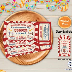 Convite de aniversário de carnaval físico, convite de aniversário de circo, convite de ingresso de carnaval, cartão de agradecimento de carnaval, ingresso de carnaval