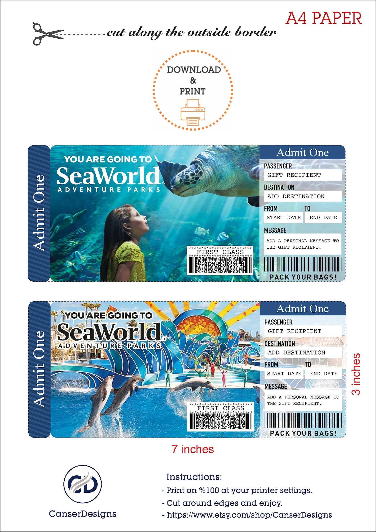 Printable SEAWORLD Surprise Trip Tickets. Seaworld Trip Tickets ...